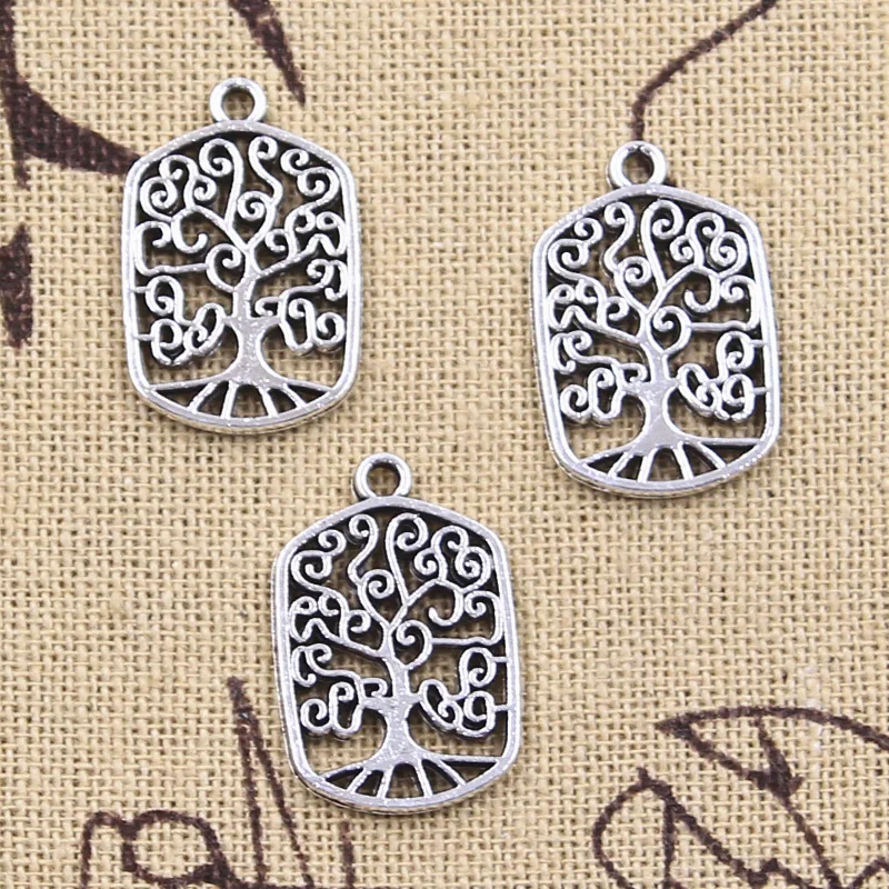 20pcs Charms World Peace Tree 22x14mm Antique Silver Color Pendants DIY Crafts Making Findings Handmade Tibetan Jewelry