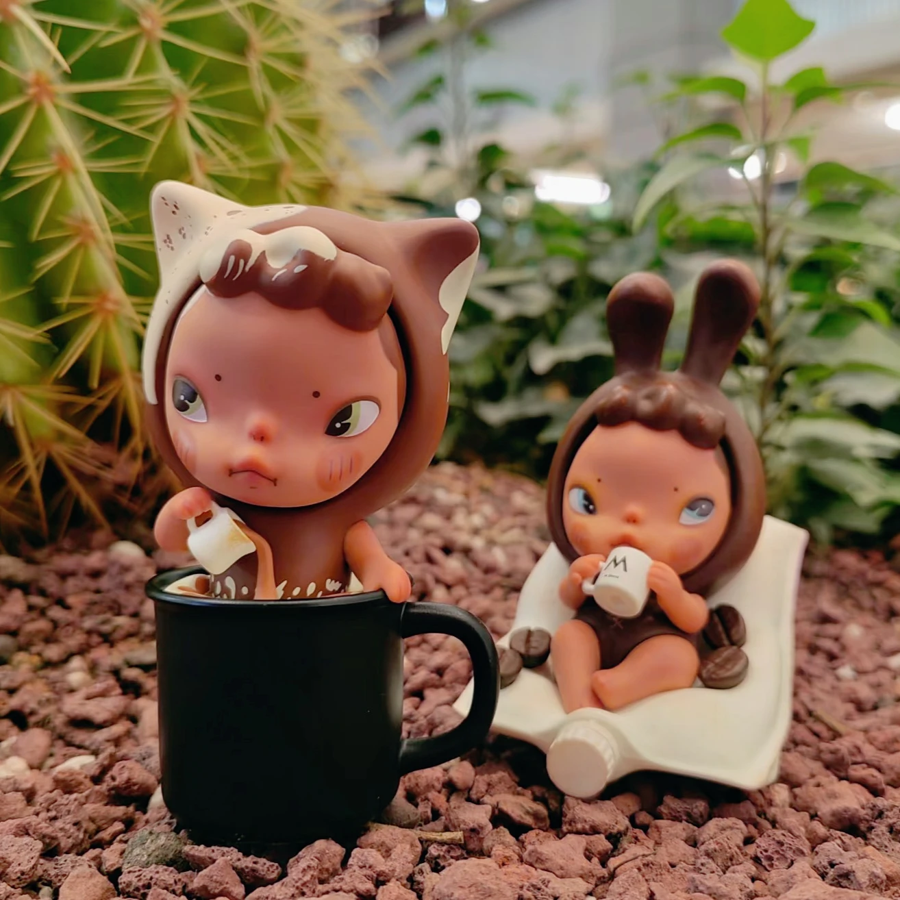 جديد سويا القهوة صندوق أعمى الشكل حظر ايمو بو الأرنب القط دمية التعاون مصمم لعبة شخصية الديكور الفنان الجمالي