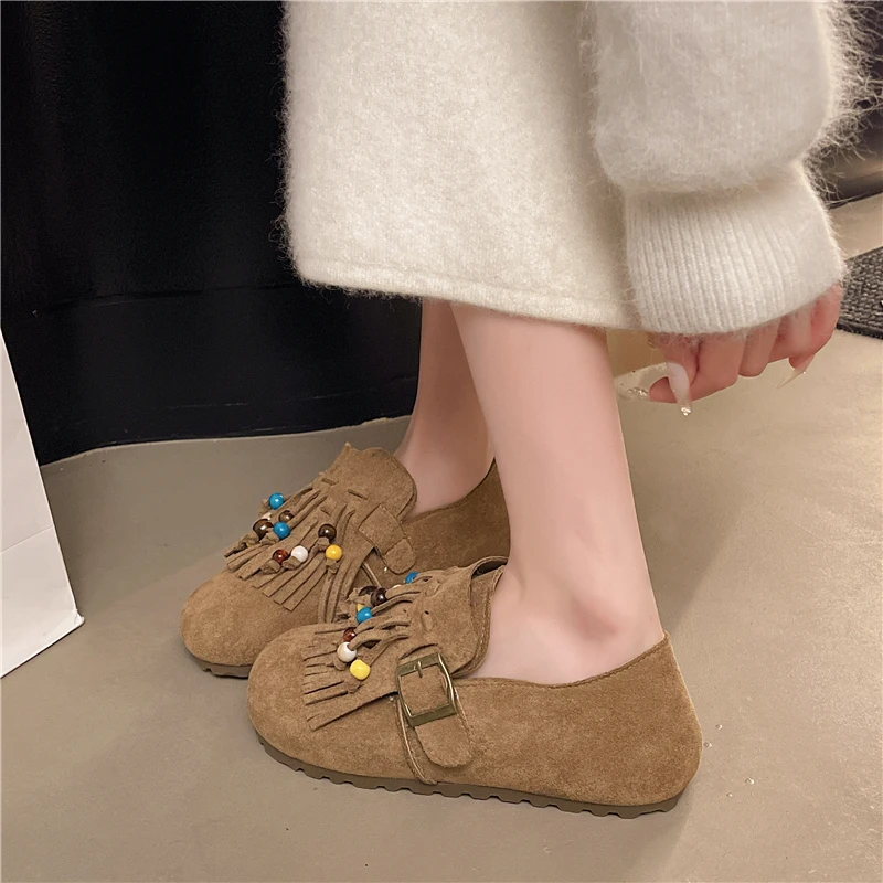 Single Shoe Women's Outerwear with Thick Sole and Fringes - 2026 New Style for Autumn - Loafers