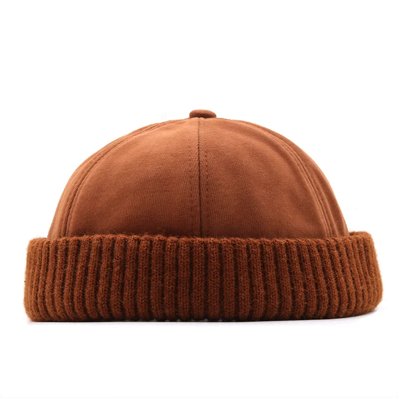 New Winter Docker hat Sailor Cap for men women Brimless Hats Wool Thicken Hip Hop Beanie Skullcap Solid Color Girl Beanie Hat