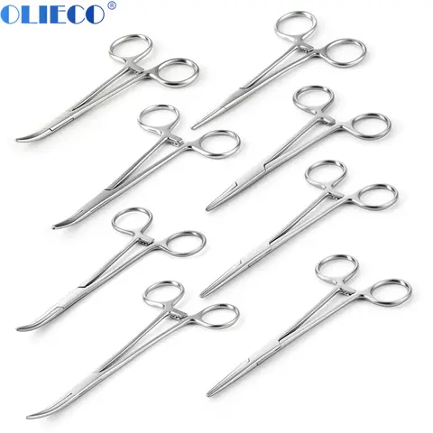Bilashmart 1Pcs Stainless Steel Hemostatic Forceps 12.5/14/16/18CM Straight/Curved Tip