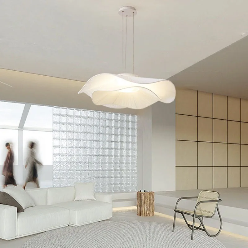 

2025 White Fabric Chandeliers LED Modern Dining Table Lamp Minimalist Bedroom Dining Room Living Room Hanging Chandelier Indoor