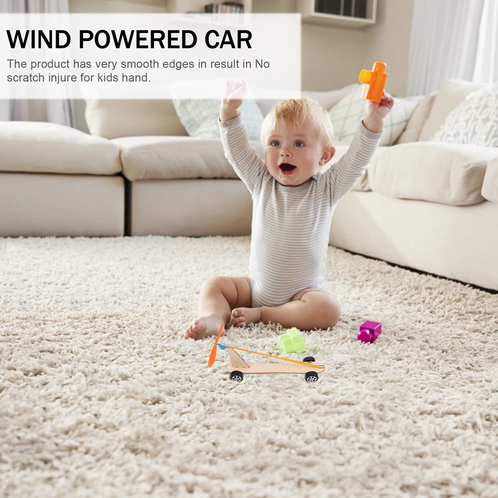 

1 set 1 Set Wooden Wind Powered Car Stem Educational For Kids Diy Science Experiment Building Kit Wind-Powered Car