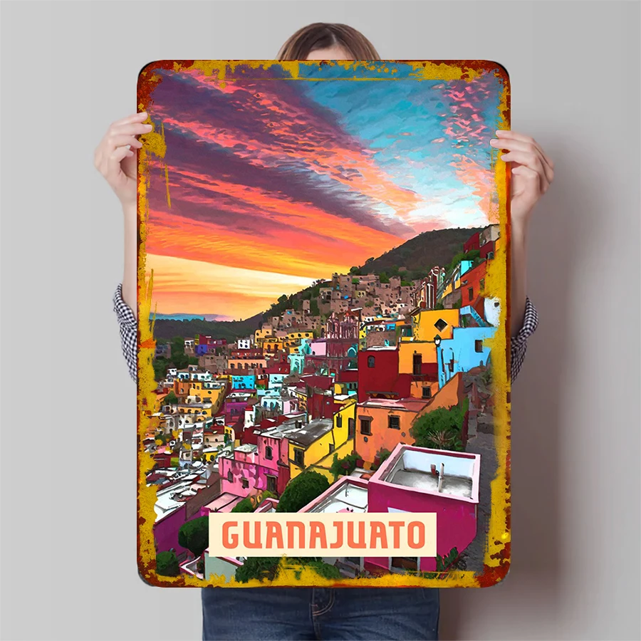 Guanajuato México puesta de sol paisaje Metal pared arte decorativo hierro pintura decoración del hogar