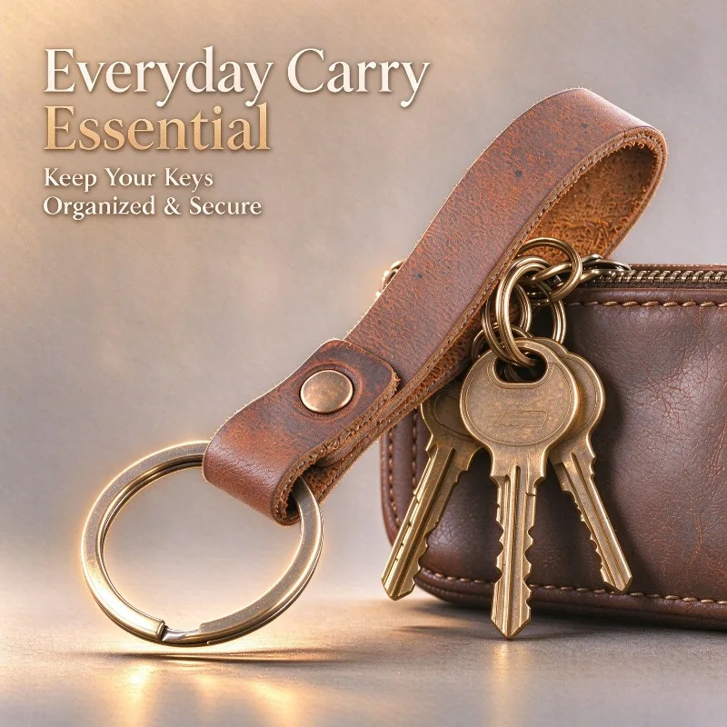 Genuine Cow Leather Keychain Vintage Waist Hanging Key Ring Anti Lost Car Key Chain Couple Bag Pendant Decorative Accessory