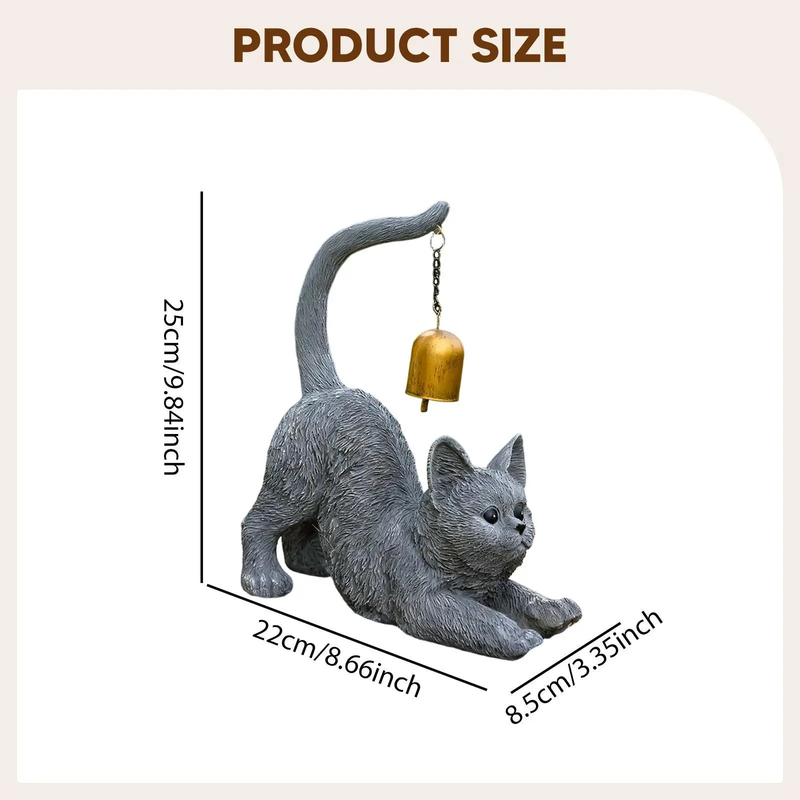 

Resin Animal Statuette Cat Garden Figurine Large Decorative Sculpture for Indoor Outdoor Yard Patio Tabletop Gift Decor