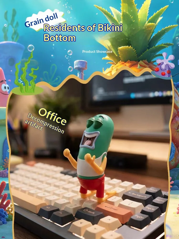 Original SpongeBob Bikini Bottom Bewohner Mini-Bean-Figur Blindbox Hintergrund-Fisch-Puppe Tischdekoration Anime Sammlerstück Geschenk – Detail 11