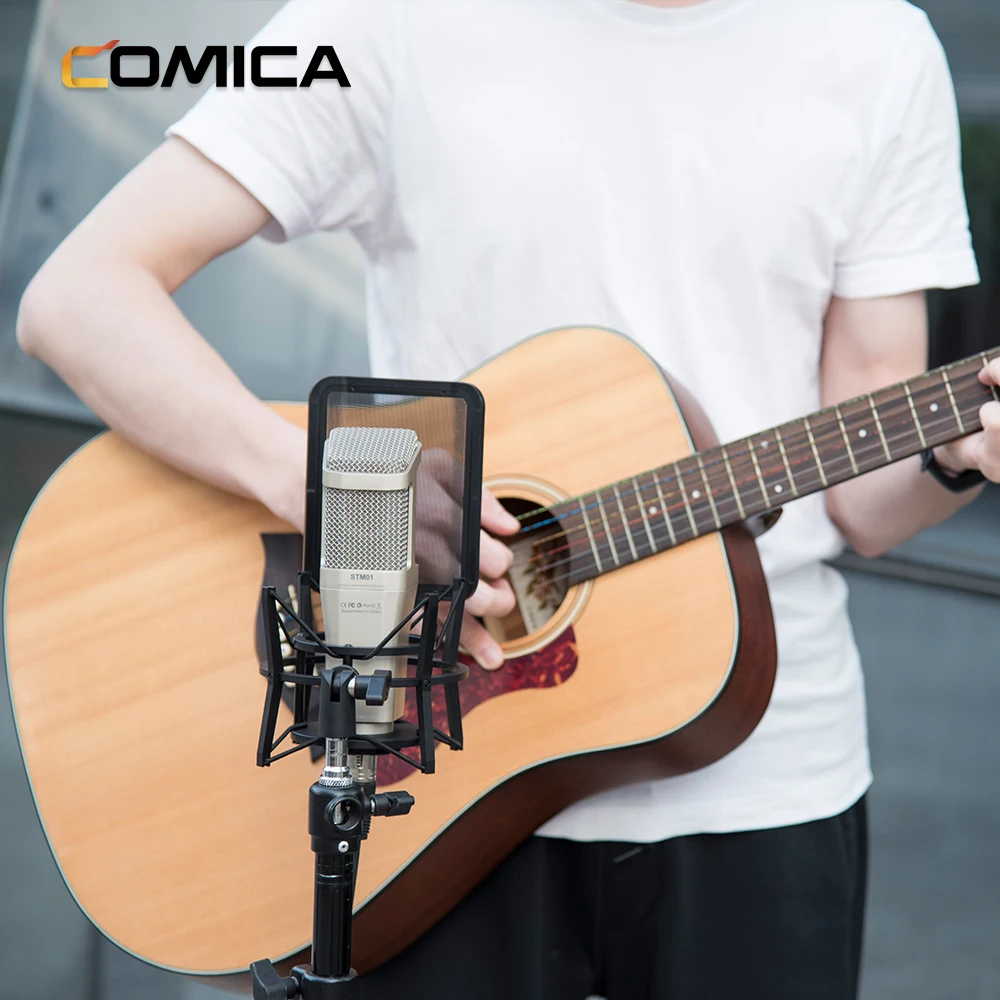 COMICA STM01 XLR Condenser Cardioid Microphone Support 24V/48V Phantom Power with 34mm Large Diaphragm