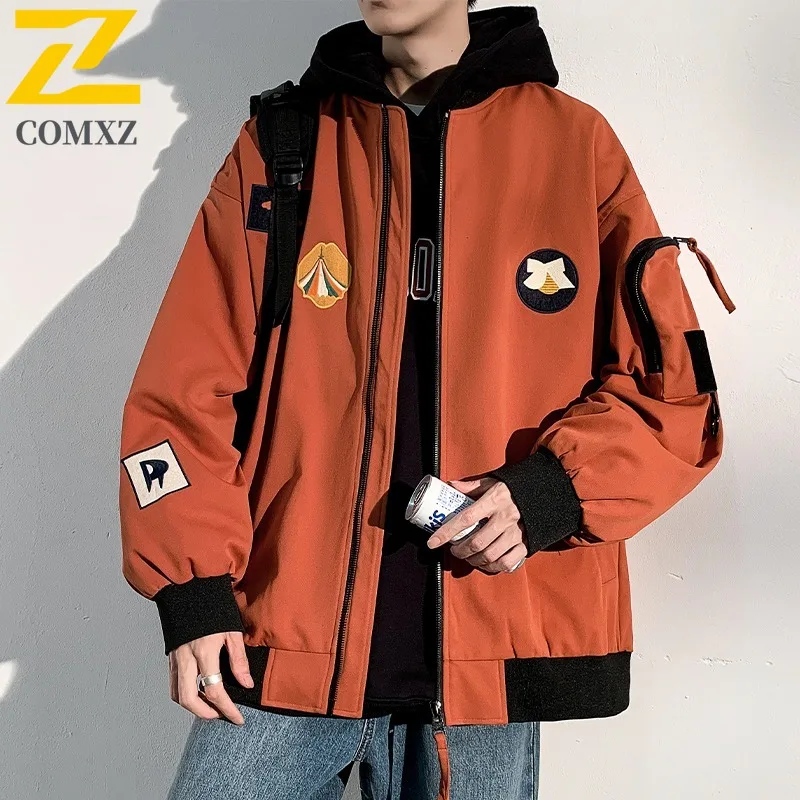 

COMXZ 2025 мужская и женская куртка осень-зима водонепроницаемая свободная посадка повседневное модное пальто модная верхняя одежда уличный стиль