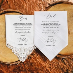 Custom Wedding Hankerchief set,Father and Mother of the bride gift from daughter Wedding gift ,for Dad and Mom Hankerchief gift