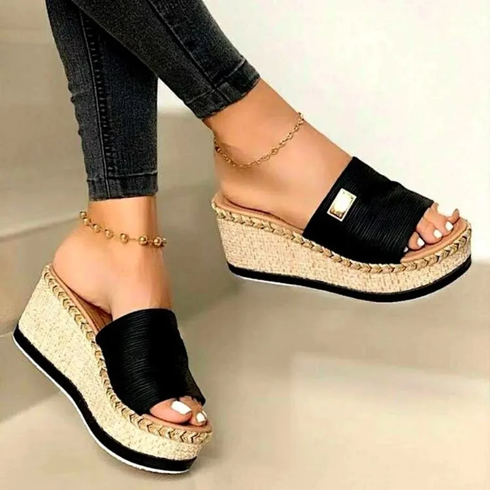 

Womens High Heels Sandal Thick Bottom Casual Shoes Ladies Leisure Summer Wedges Sandals Woman Shoes Women Platform Mules Slipper