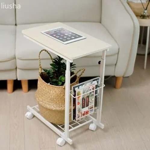 Nordic simple modern movable bedside table small coffee table lazy computer table small desk next to sofa adjustable desk