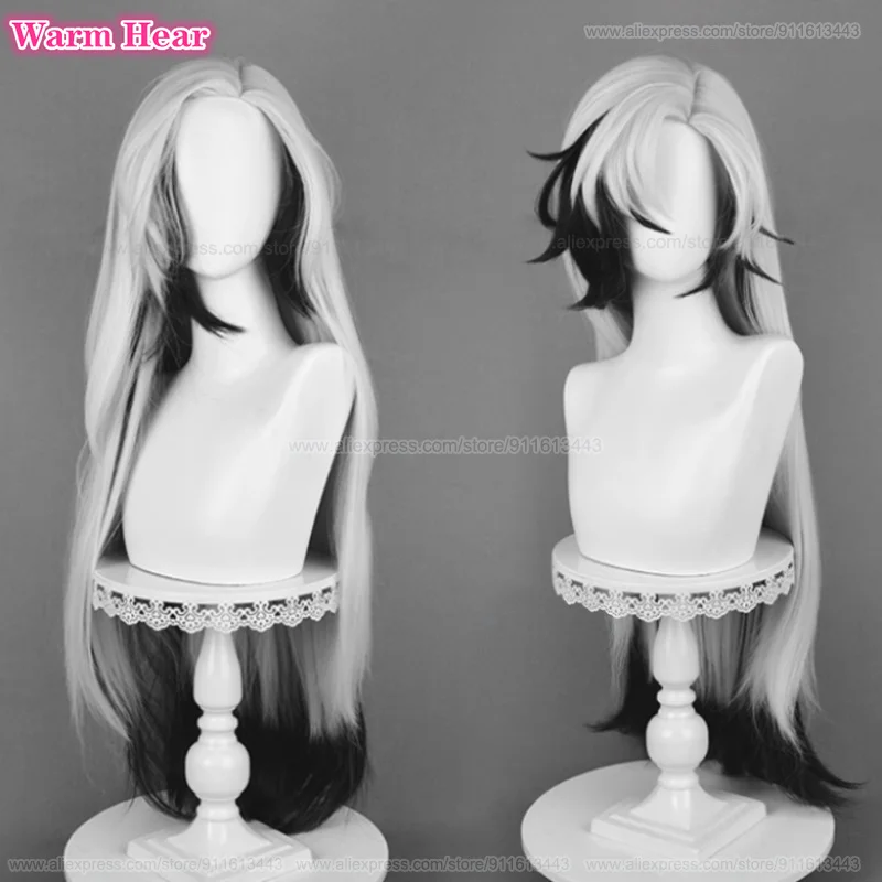 Boothill Cosplay Wig Synthetic Anime HSR 92cm Long Silver White Gradient Wig Heat Resistant Hair Halloween Party Wigs + Wig Cap