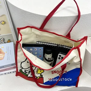 Kawaii Snoopy Anime Canvas Bag, Cartoon Bag, Large Capacity Portable Backpack, Casual, All-Match Backpacks 12 Main Sales Snoopy Backpack - №9