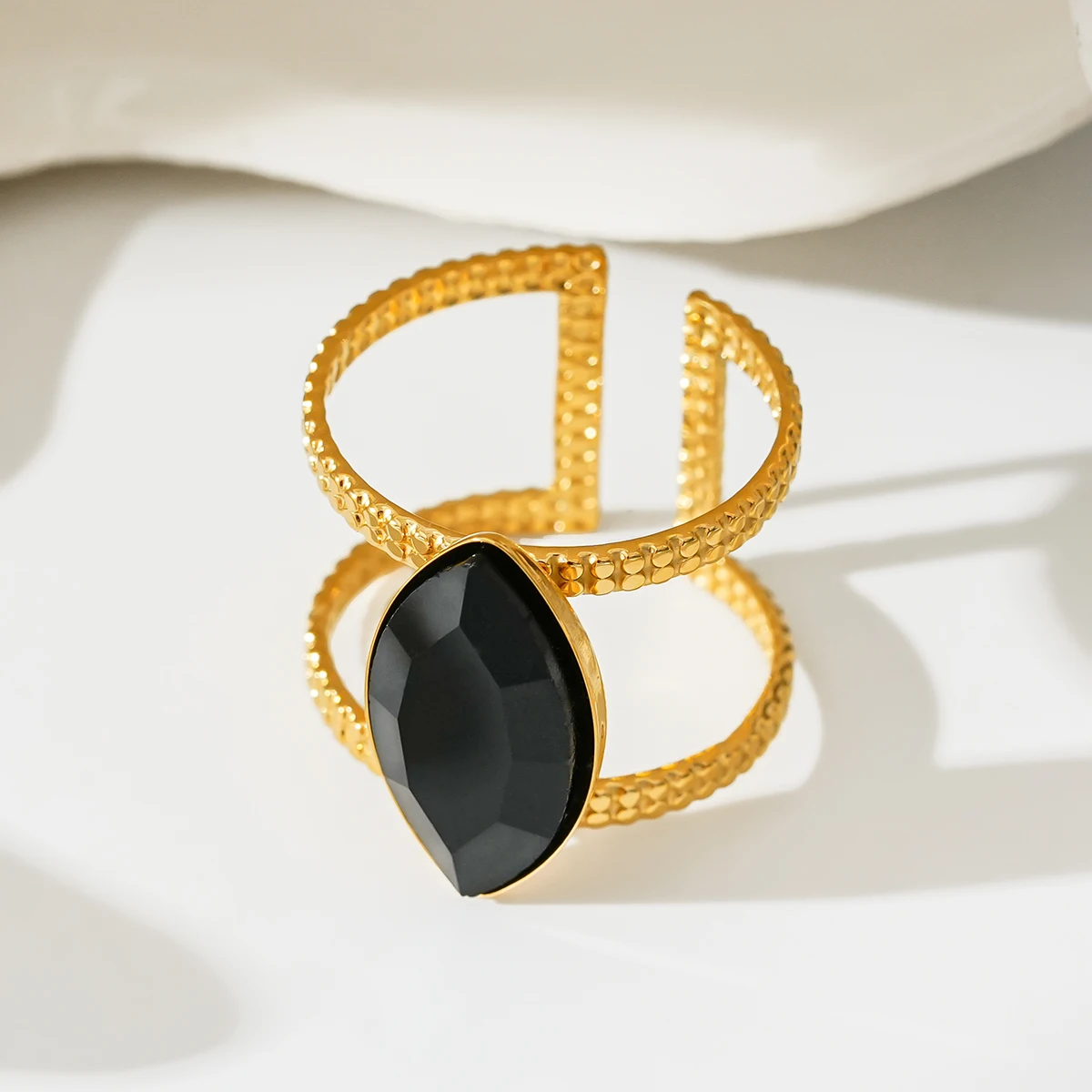 Fashionable Open Ring for Women Stainless Steel Colored Zircon with Inlaid Marks Stylish Accessory for Casual Wear