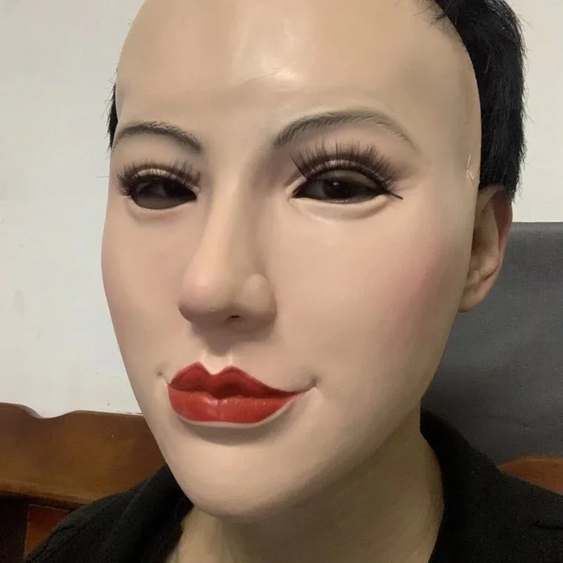 Crossdress Mask Cosplay Realistic Skin Doll Mask Latex Female Angel Face Mask Halloween Fancy Dress Masquerade Costume