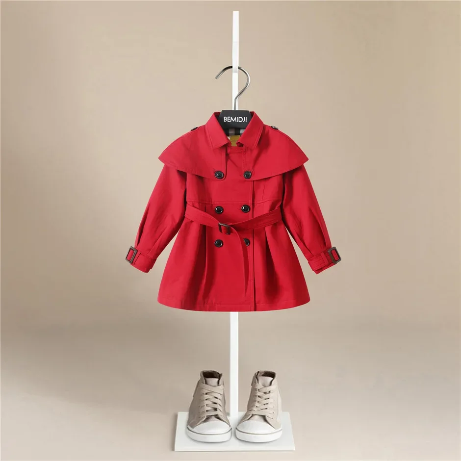 

Pring Autumn Girls Jacket Red Coat Children Outerwear Coat Long Sleeve Kids Clothes Baby Girls Jackets for Baby Girl 1-8Y Trench