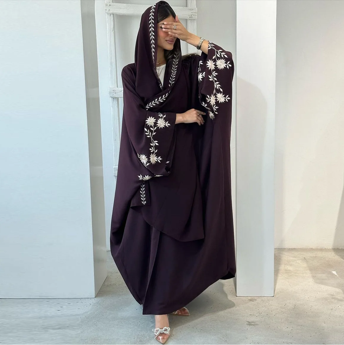 New Arrival Buckles Embroidery Abaya Hijab Dress Kimono Coat Outwear Women Long Sleeve Loose Arabic Muslim Dubai Moroccan Caftan