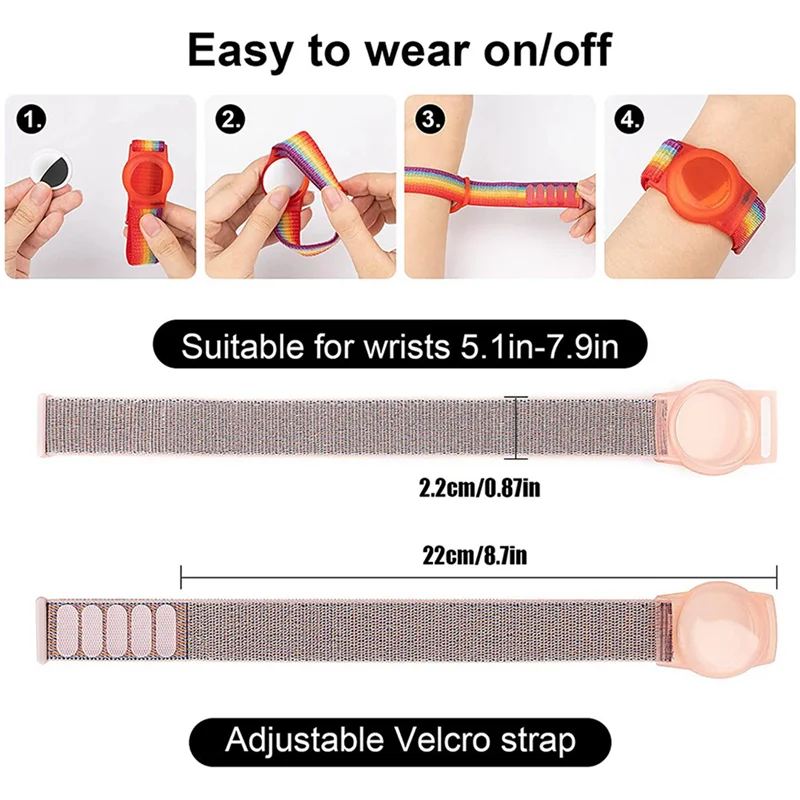 2X детский браслет, совместимый с Airtag, защитный чехол для Air Tag, держатель GPS-трекера с нейлоновым браслетом D