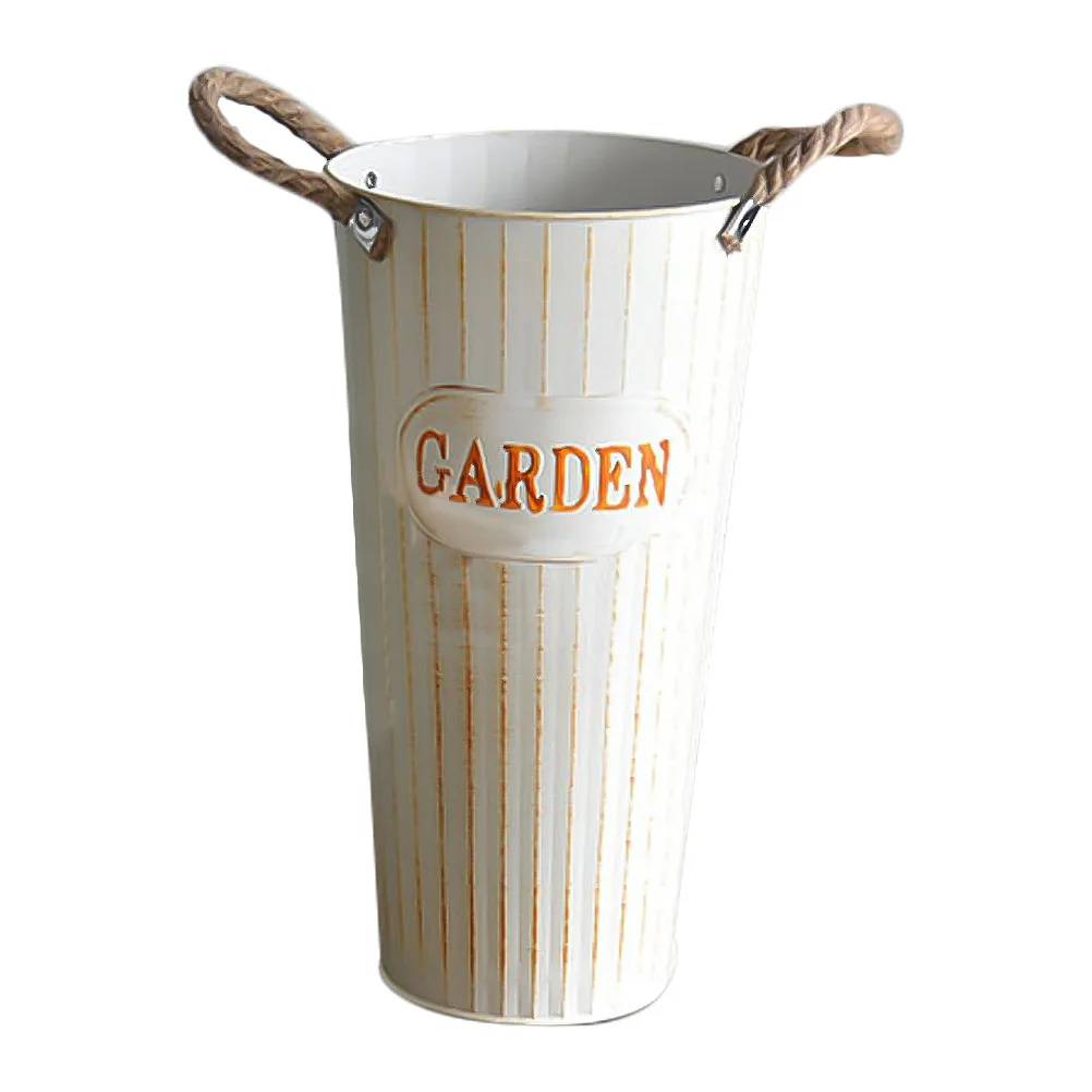

Galvanized Metal Flower Arrangement Bucket Iron Storage Holder For Home Garden Decorative Vases Dried Flower Container Floral