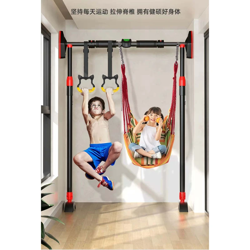 Klimmzugstange für die Tür, kein Bohren erforderlich, Indoor-Heim-Fitnessgeräte, Türmontage-Kinnstange mit Ringen, Einzelstange für Zuhause