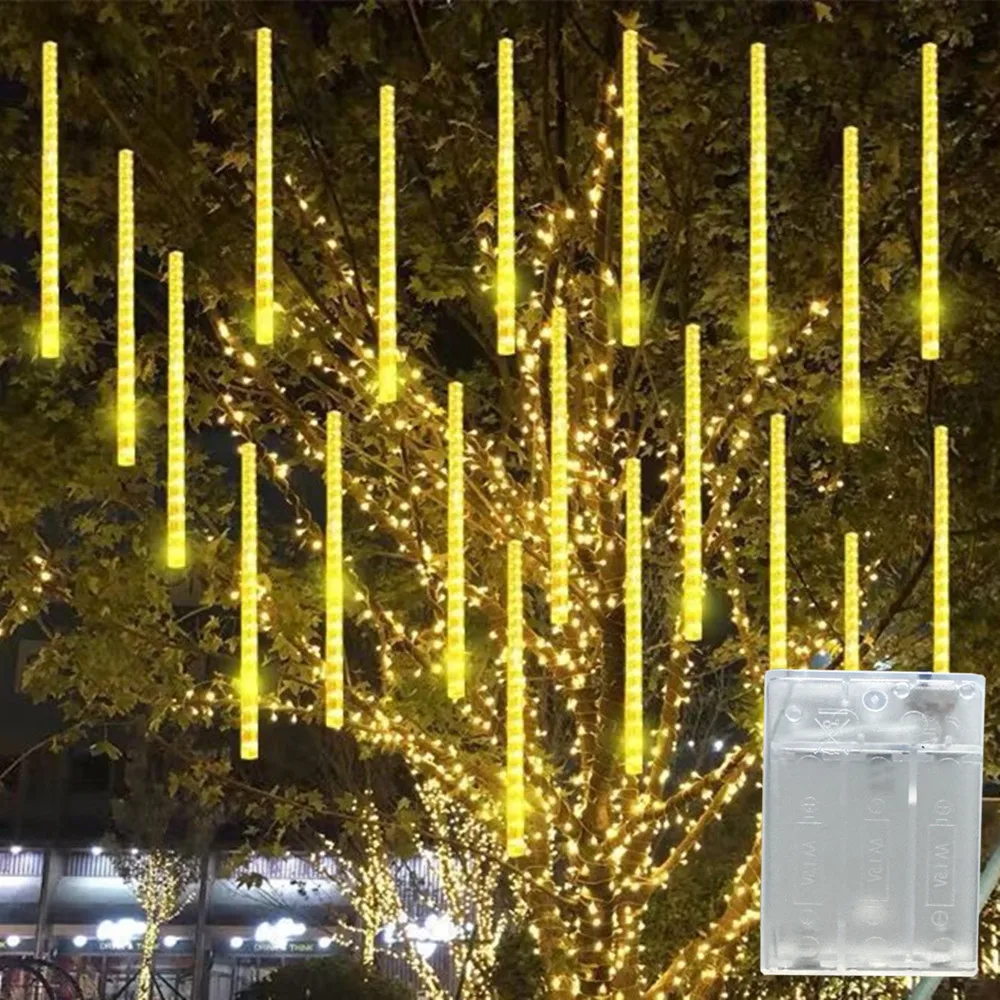 

Battery Powered Party Decorations Street Light Meteor Shower Rain LED Fairy String Lights Wedding Christmas Tree Decoration