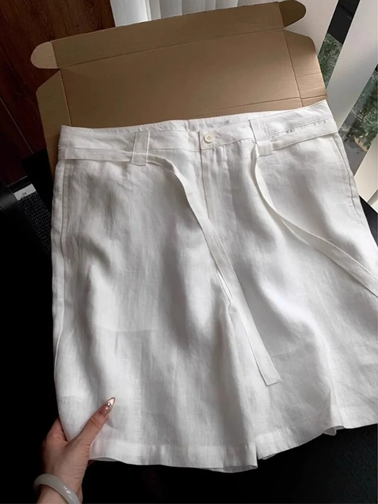 

Легкие дышащие белые льняные шорты мужские летние свободного прямого кроя длиной до колена повседневные брюки в молодежном стиле