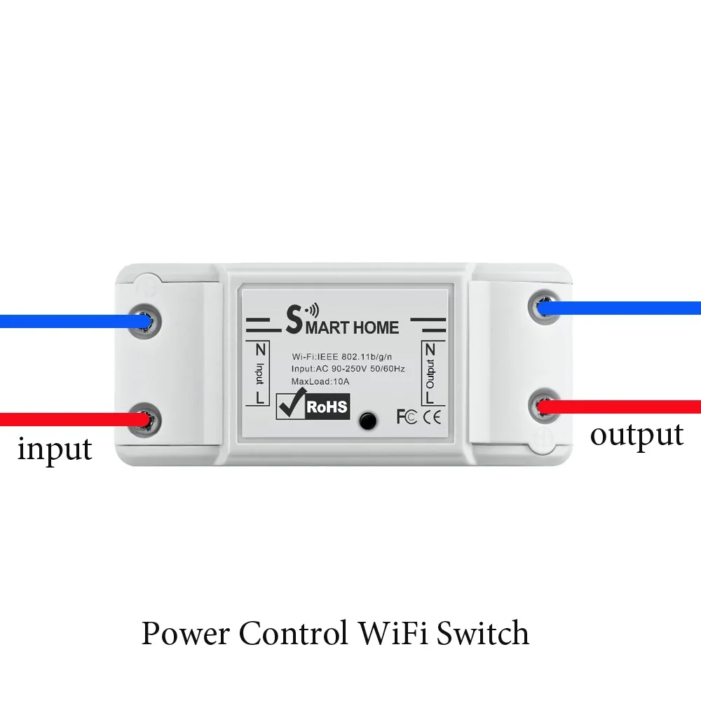 1Pcs 90-250Vac Wireless Remote Switch Control Via Cellphone APP Smart Home 2.4G WiFi On-Off Device Support Voice Control