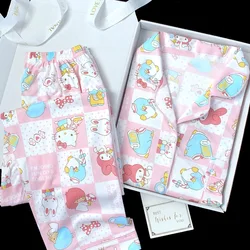 Melody Nightwear Women's Autumn Sweet Long Sleeve Skin Friendly Home Clothes Pijama Sleepwear for Sleeping Pajama Sets Sleep