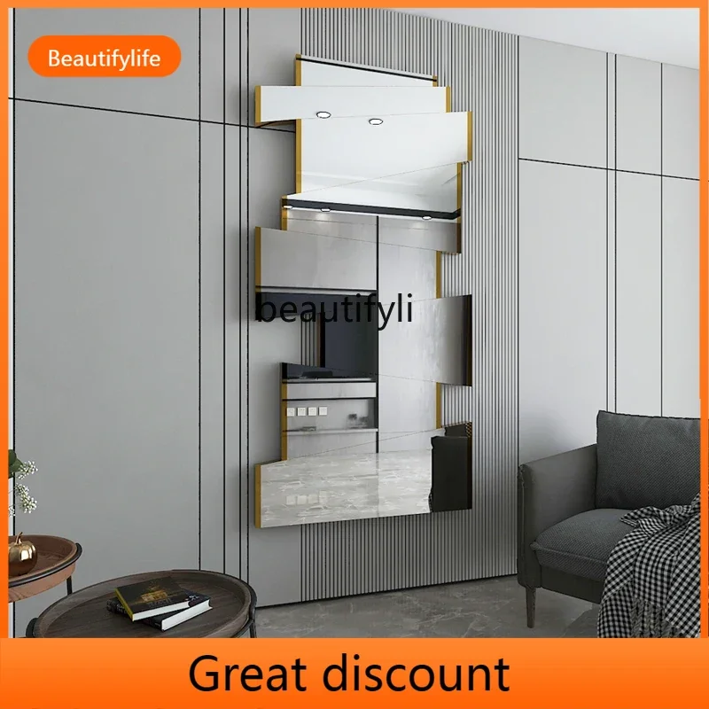 A503  Full-body mirror real non-deforming winter wood vanity mirror, wall-mounted special-shaped dresser, new punched wall stick