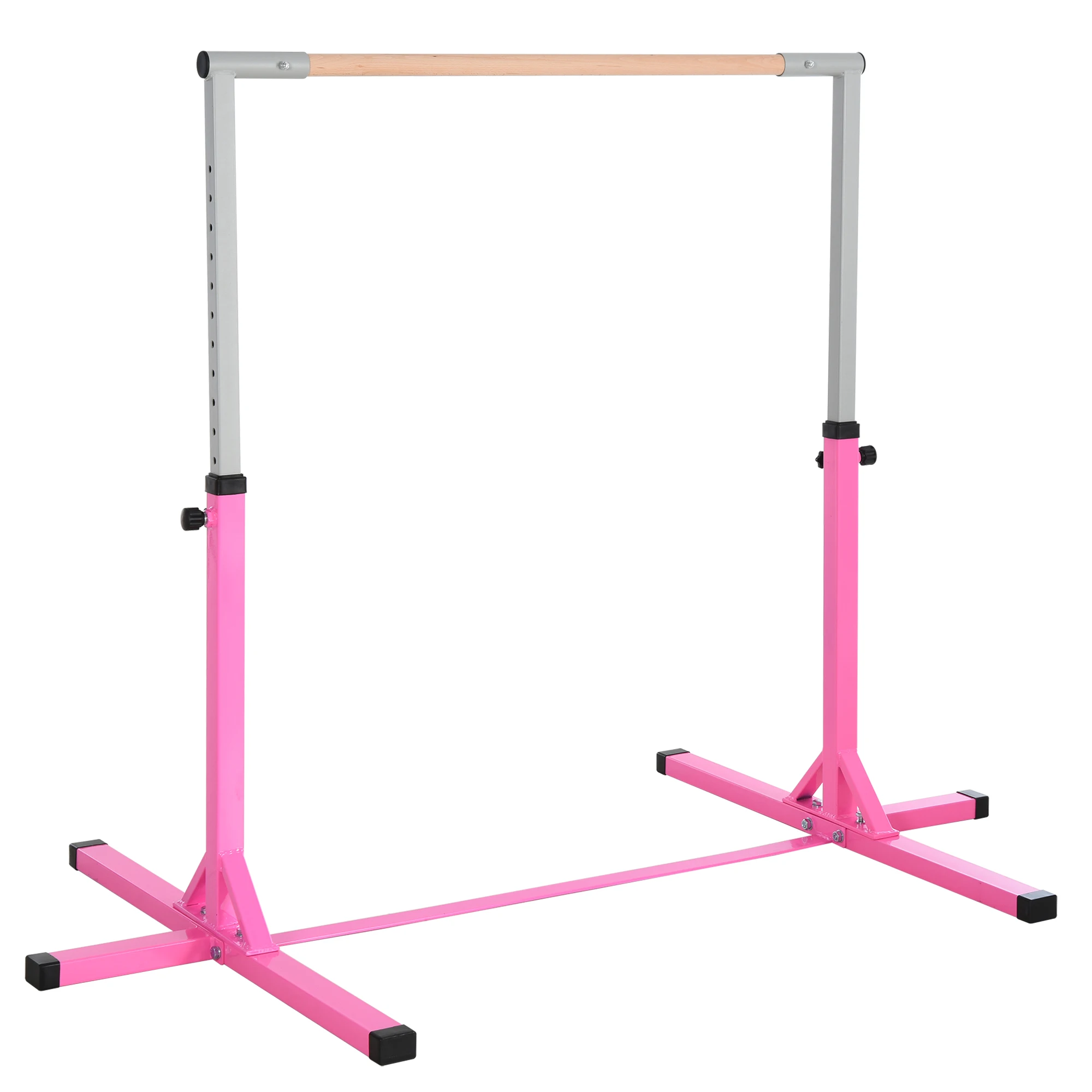 HOMCOM + 3-year-old gym bar height adjustable training bar 92-150 cm Horizontal gym bar load 75 kg 197x121x150 cm pink