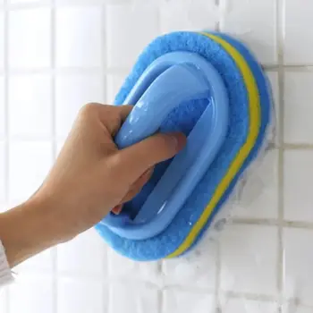 Multi Functional Cleaning Sponge with Handle for Kitchen Bathroom Tile Glass Bathtub Stain Removal Easy Grip Design