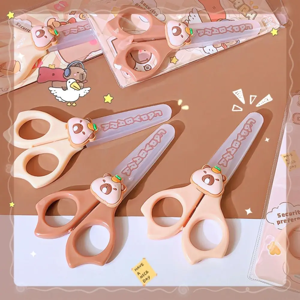 かわいい漫画カピバラはさみ DIY 紙切断手作りはさみ安全ギフト子供のはさみ文具学用品