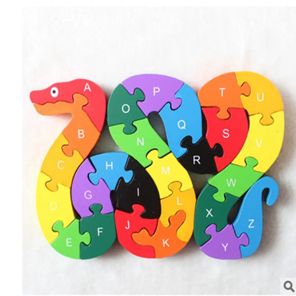 

Children Educational Wooden Alphabet Puzzle Game Snake Intelligence Development Puzzle Gift for Kids Wooden Puzzles Toy