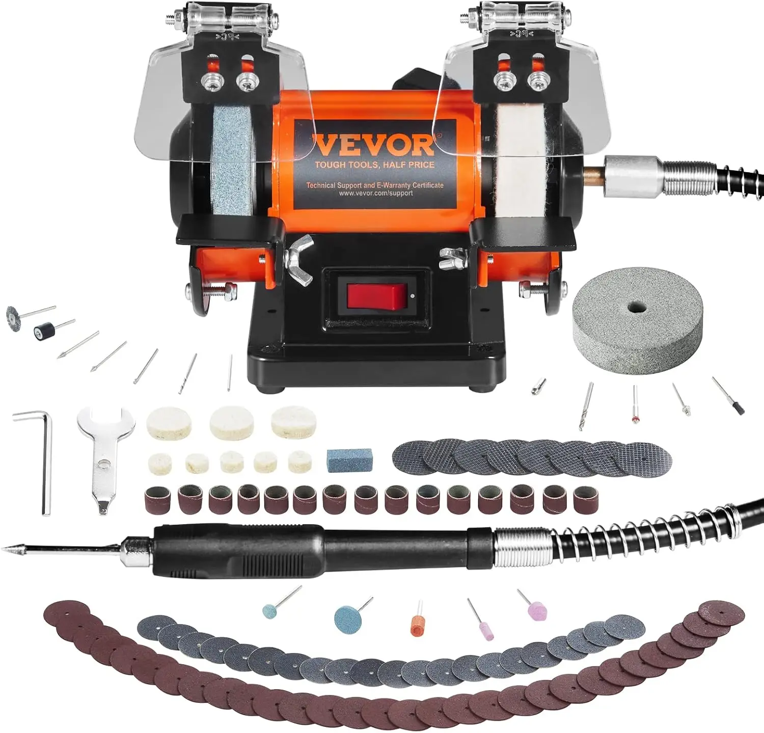 

VEVOR Bench Buffer Polisher, Bench Buffer Grinder Polishing & Buffing Machine for Metal/Jewelry/Wood/Jade/Plastic/Silver DIY,