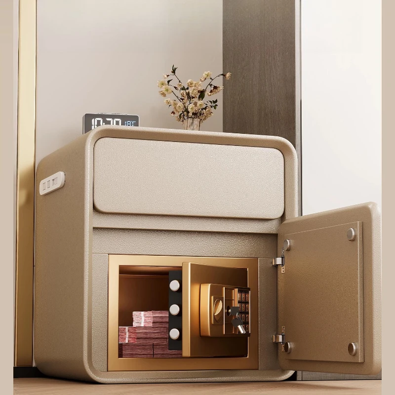 Luxury Smart Nightstand With Hidden Safe Box Anti-theft Bedside Table Key Money Safe Multifunctional Bedroom Security Furniture
