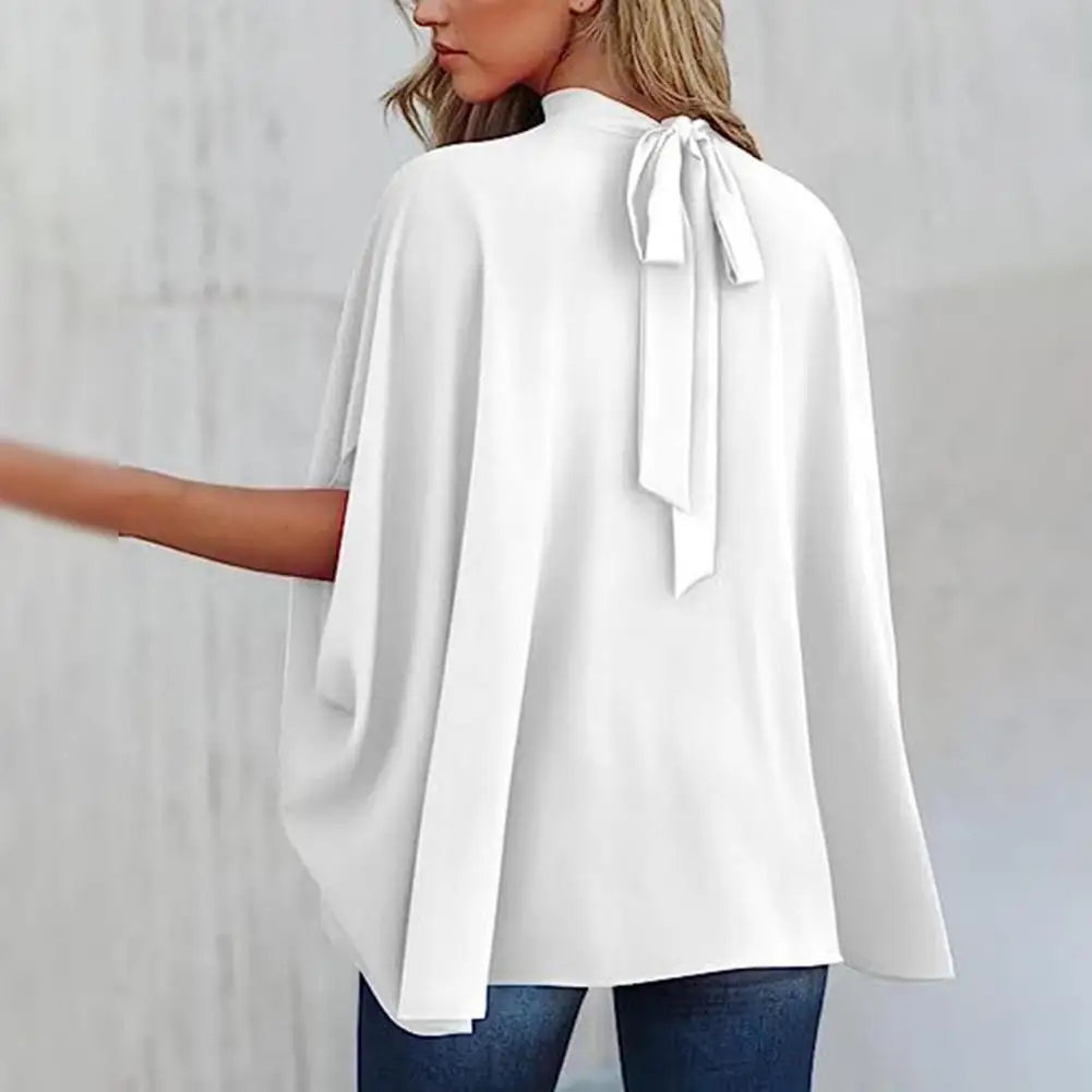 Elegant Women Blouses Batwing Sleeves Solid Color Loose Oversized Office Lady Summer Pullover Shirts blusa feminina camisas