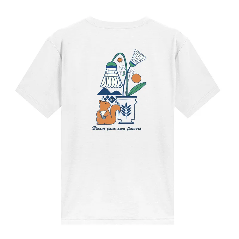 2026 Small Squirrel Badminton Suit Cotton Sweat-absorbing Breathable Sports Short Sleeve Casual T Shirt for Men and Women