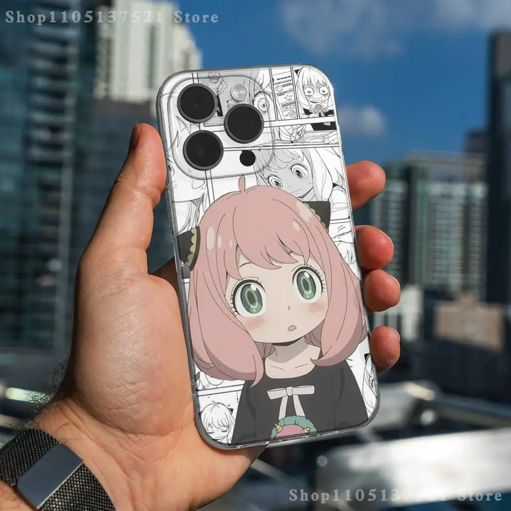 Casing HP S-Spy X Family Anya Forger Untuk iPhone 17,16,15,14,13,12,11 Pro,Max,Plus,X,XS,XR,SE4,E Mini Transparan Bahan Lembut