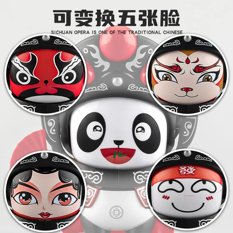 

Guochao Culture Panda Face Changing Doll Sichuan Opera Face Mask Doll Souvenir Creative Featured Doll Toy