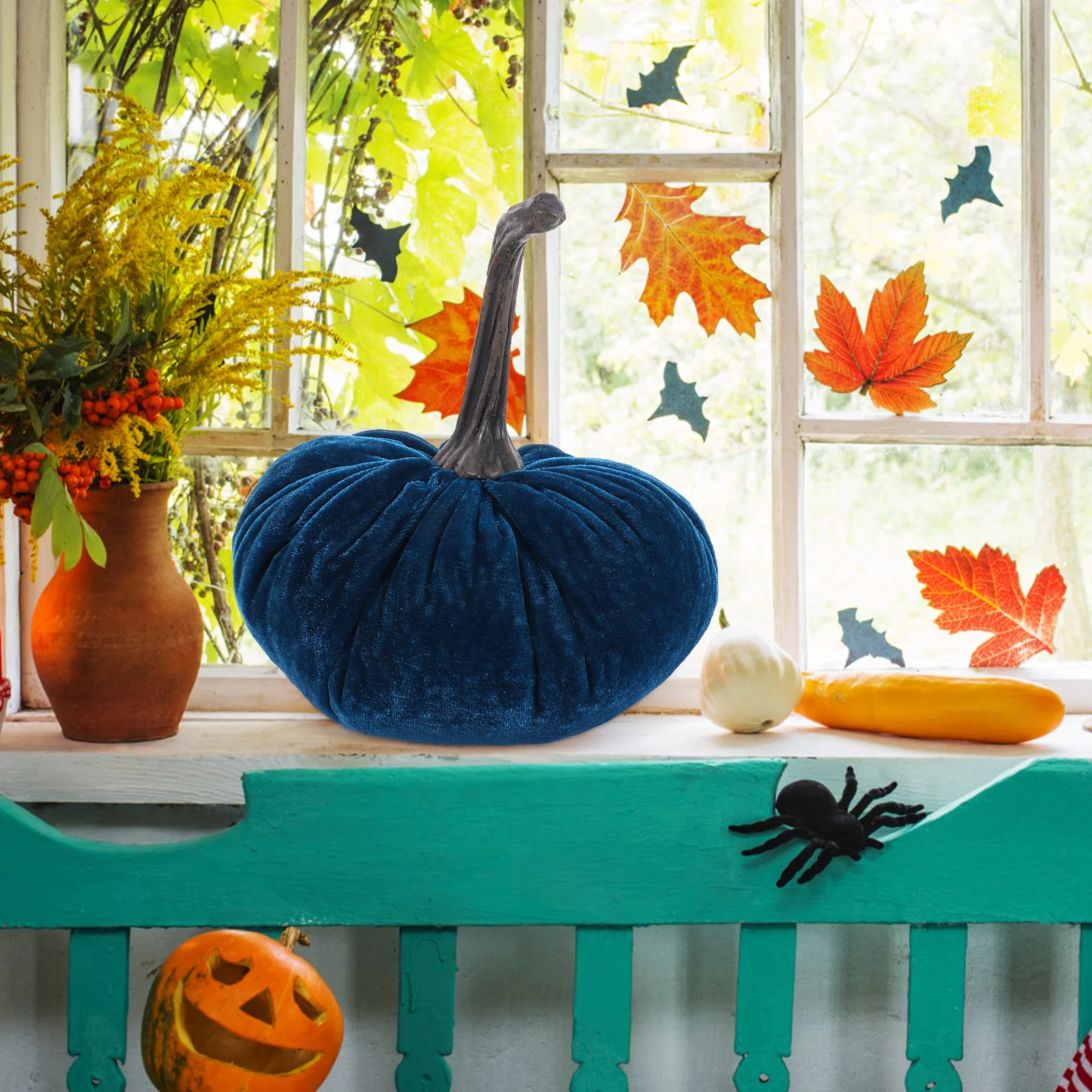 

2 Pcs Olive Green Blue Stuffed Pumpkin Decoration Halloween Home Accessories Halloween Stuffed Pumpkin Fall Party