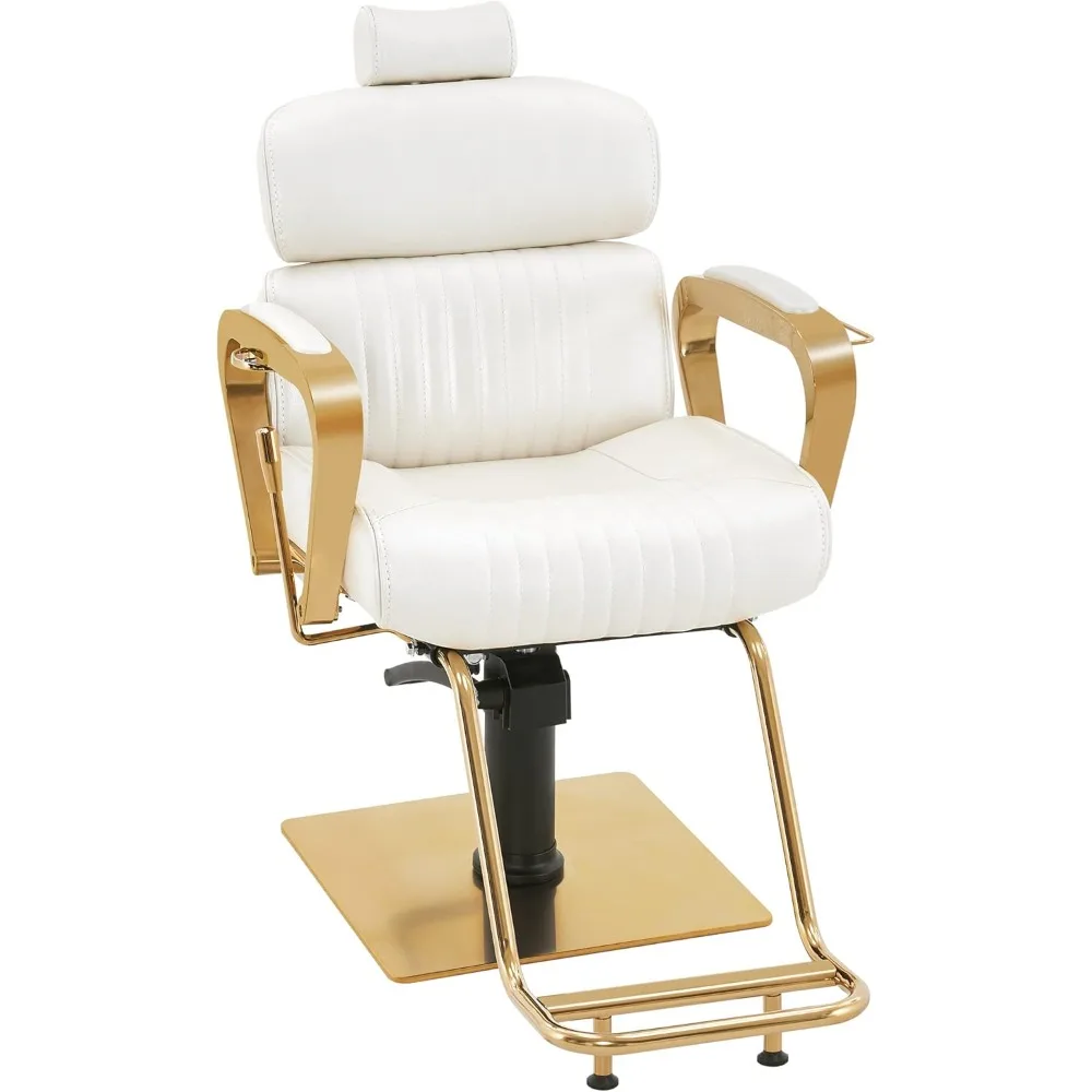 

Vintage Barber Chair Metal Hydraulic Recline Beauty Spa Salon Styling Equipment 3078 (White),size 32.3"D x 20.1"W x 37"H