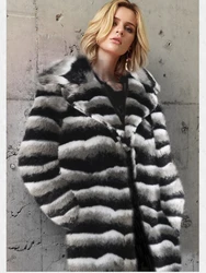 Winter Windproof Warm Faux Fur Coat Women Rabbit Fur Coat Mid-length Thickened Windbreaker Plus Size Long Sleeve Luxury Jacket
