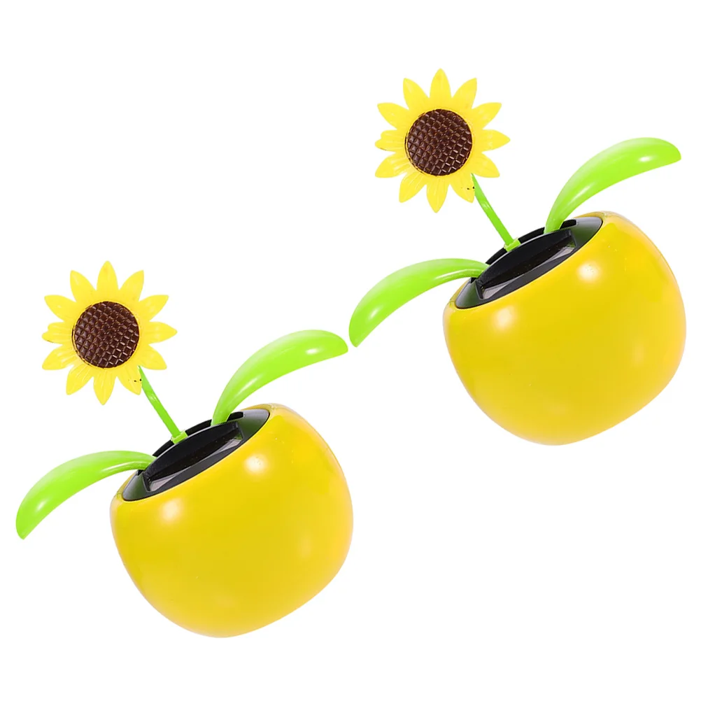 Solar Automatic Swing Car Ornaments (sunflower) Office Decor Plant Shake Your Head Home Decoration Plastic