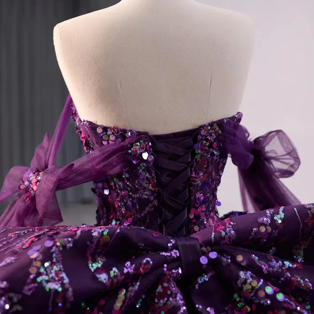 Robe Quinceanera chérie avec nœud au dos à lacets paillettes Abiti personnalisables pour filles robe d'occasion spéciale