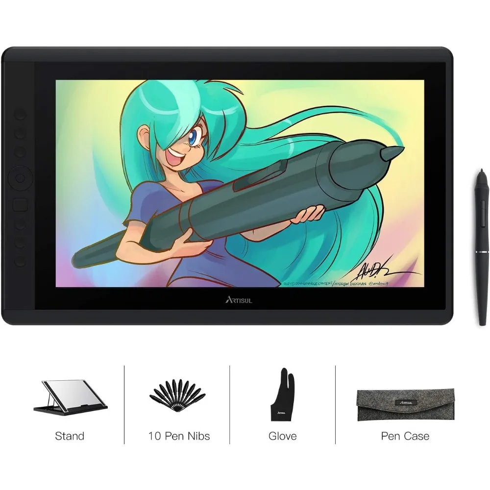15.6" Drawing Tablet with Screen and 8192 Pressure Sensitivity | Ideal for Artists | Compatible with Windows and macOS PCs