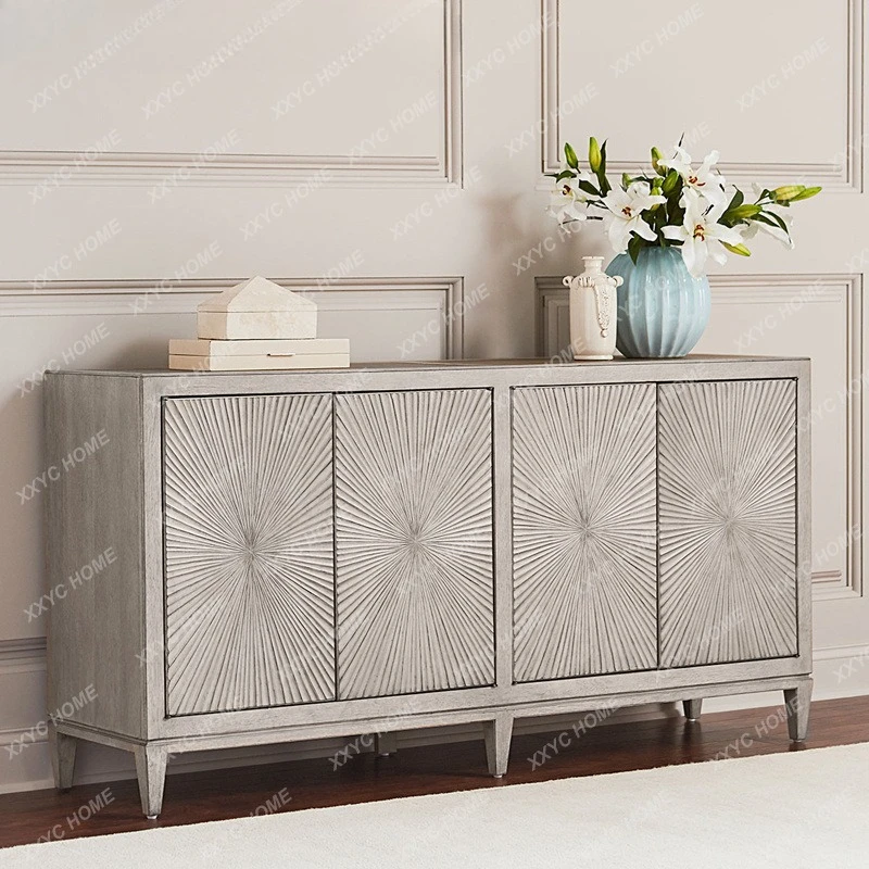 H Neoclassical solid wood porch dining side decorative cabinet post-modern locker
