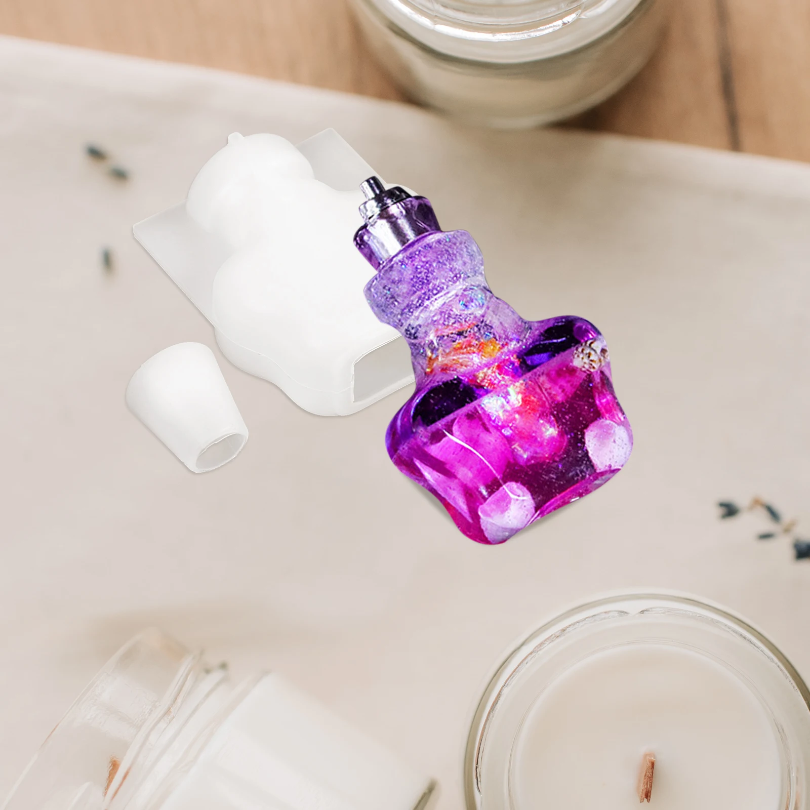 

Creative Heart Shaped Wishing Bottle Mold DIY Resin Baking Silicone Craft Molds Decoration Fragrance Storage Sand Flow Reusable