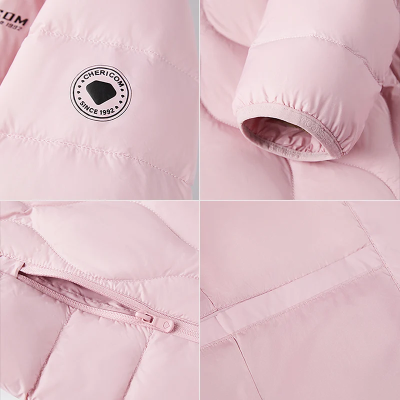 Chericom jaqueta feminina leve com capuz inverno quente puffer casual outerwear à prova de vento demi-temporada casaco sólido y309005y