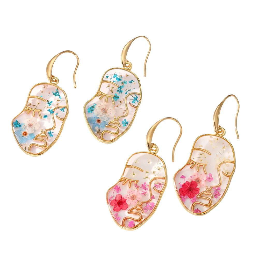 1/2/3PAIRS Facebook Preserved Flower Earrings Dignified Temperament Country Style Resin Earrings Popular Accessories Earrings